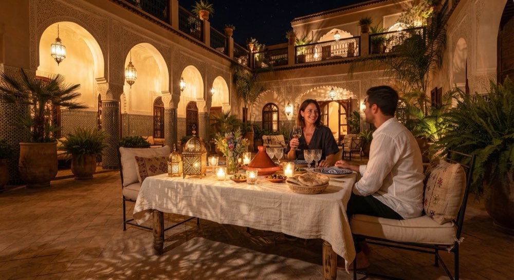 Un dîner aux chandelles sur le patio